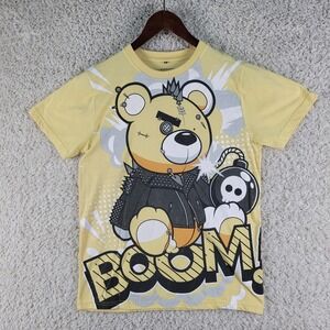 Southpole Graphic Tee Mens Medium Yellow Excellent Boom Teddy Bear Punk Shirt